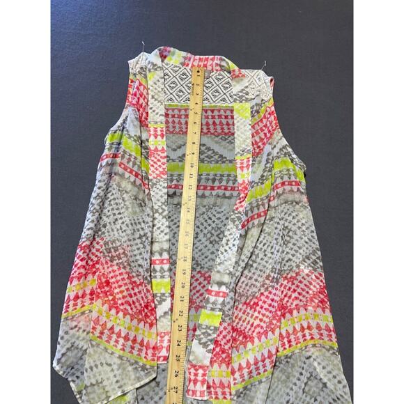 Chico’s Open Front Sheer Layering Cardigan Size 1 (10) Romantic Boho Sleeveless - Picture 3 of 6
